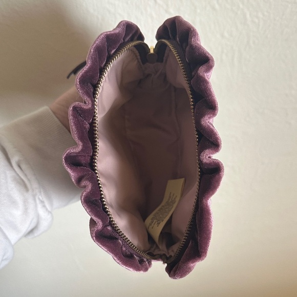 kate spade velvet cosmetic pouch in plum - Picture 3 of 3